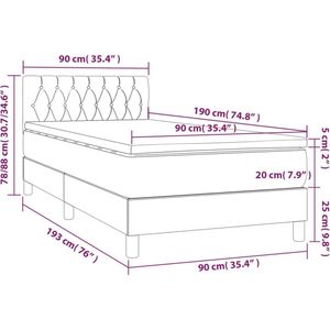 vidaXL Boxspring met matras stof crèmekleurig 90x190 cm