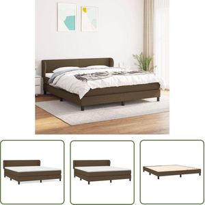 The Living Store Boxspringbed - The Living Store - Bed - 203 x 183 x 78/88 cm - Donkerbruin - Pocketvering matras