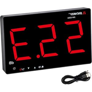 Decibel meter met groot scherm - Geluidsniveaumeter 30 dB-130 dB voor muurbevestiging - Achtergrondverlichting en alarm decibel meter