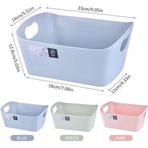 Set van 4 kleine plastic opbergmanden, opbergmanden kunststof, kantoor thuis en keuken opgeruimde organiser, plastic mand voor opslag kleine, plankmanden, 23 x14x 12,5 cm (groen)