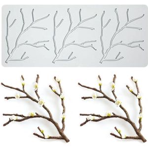 Fondant Lace Mat Sugar Craft Impression Mold - Silicone Edible Cake Decorating 3 Holes Branch