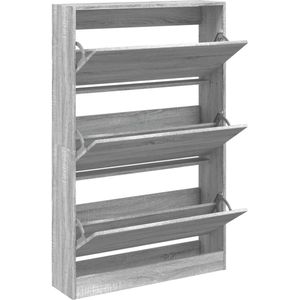 The Living Store Schoenenkast 80x21x125,5 cm bewerkt hout grijs sonoma eiken - Schoenenrek - Schoenenrekken - Opbergrek Voor Schoenen - Schoenenstellage