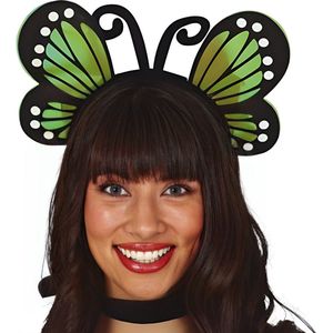Fiestas Verkleed diadeem vlinder vleugels - groen - meisjes/dames carnaval accessoires
