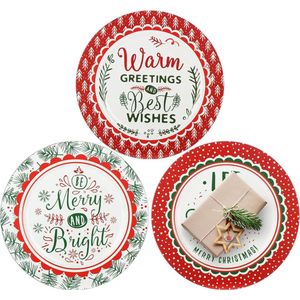 3 x borden voor Kerstmis, Sinterklaas, advent, herbruikbare schoteltjes als tafeldecoratie, decoratieve borden, borden met spreuken, 33 cm, keuze varieert