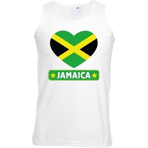 Jamaica hart vlag singlet shirt/ tanktop wit heren XL