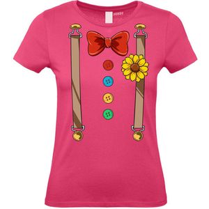 Dames T-shirt Bretels Kostuum | Carnaval | Carnavalskleding Dames Heren | Roze | maat XS