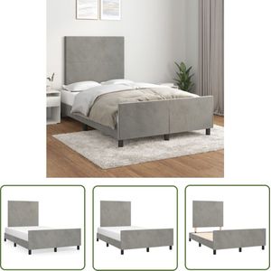 The Living Store Bedframe Manchester - Bedframe - Lichtgrijs - 203 x 126 x 118/128 cm - Verstelbaar hoofdeinde - Ondersteunende poten - Multiplex lattenbodem - Comfortabele ondersteuning - The Living Store