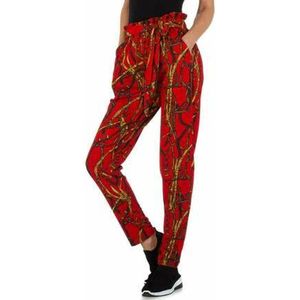 Broek rood met leuke print design S/M