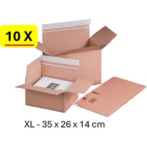 10 x Verzenddoos Quickbox - XL - 35 x 26 x 14 cm - zelfklevende strip sluiting