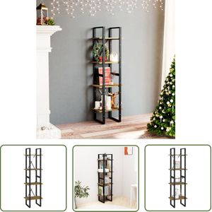 The Living Store Boekenkast met 4 schappen 40x30x140 cm massief grenenhout - Boekenkast - Houten Boekenkast - Industrieel Design - Grenoble Hout - Opslagruimte