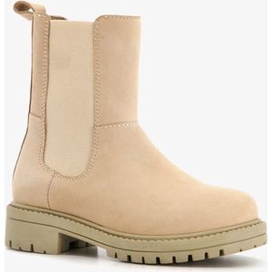 Groot leren meisjes chelsea boots beige - Maat 24 - Uitneembare zool