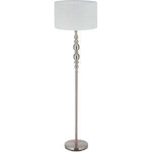 Relaxdays staande lamp - vloerlamp retro - stalamp witte lampenkap - 155 cm hoog - vintage