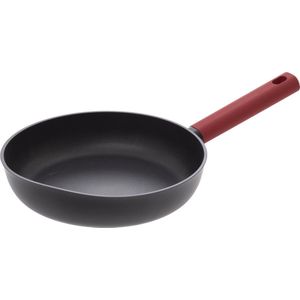 Secret de Gourmet - Koekenpan - Alle kookplaten/warmtebronnen geschikt - zwart/rood - Dia 25 cm