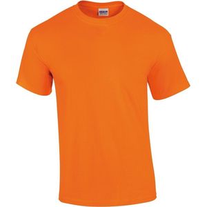 T-shirt Heren L Gildan Ronde hals Korte mouw Safety Orange 50% Katoen, 50% Polyester