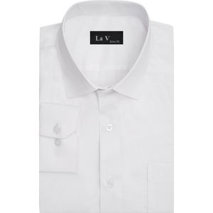 La V heren overhemd slim fit met strijkvrij Wit M