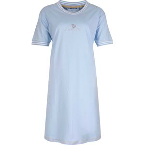 Irresistible Dames Nachthemd - Slaapkleed - 100% Katoen - Licht Blauw - Maat L