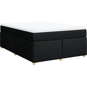 vidaXL - Boxspring - met - matras - stof - zwartx200 - cm