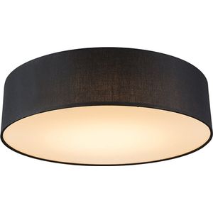 QAZQA drum led - Moderne LED Plafondlamp - 1 lichts - Ø 400 mm - Zwart - Woonkamers-sSlaapkamers-sKeuken