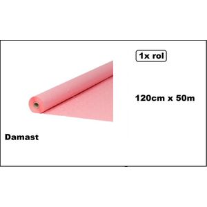 Tafelkleed op rol roze 120cm x 50meter - Damast Tafel dekken rol gala huwelijk thema feest kerst festival restaurant food