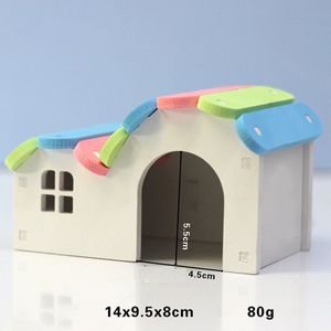 Kleine Huisdier Huis Kleine Slaap Nest Hamster Cavia Leuke Regenboog Huisje Hout Plastic Assemblage Muis Rat Accessoire