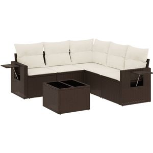vidaXL 6-delige Loungeset - Poly Rattan - Bruin