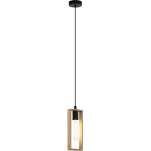 EGLO Littleton - hanglamp - 1-lichts - E27 - zwart/hout