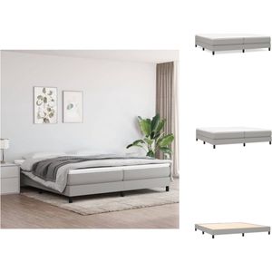 vidaXL Boxspringbed - Luxe - 203 x 200 x 25 cm - Duurzaam en ademend - Pocketvering matras - Middelharde ondersteuning - Huidvriendelijk topmatras - Multiplex lattenbodem - Lichtgrijs - Bevat 1 x bedframe - 2 x matras - 1 x topmatras - Bed