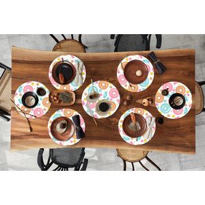 Ronde placemats - Onderlegger - Placemats rond - Snoep - Donuts - Patronen - 8 stuks