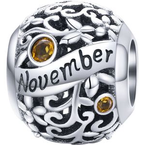 Geboortesteen maand November bedel | Geel zirkonia | bedels beads cadeau | Zilverana | geschikt voor alle bekende merken | 925 zilver | moederdag