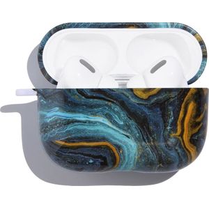 Mobigear Hoesje geschikt voor Apple AirPods Pro 1 Hardcase Hoesje | Mobigear Marble - Zwart / Blauw