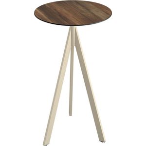 Essentials Infinity Tripod Statafel Zand Frame + Tropical Wood HPL 70 cm - 140061270 - Horeca & Professioneel