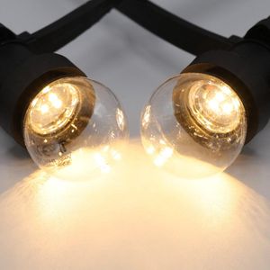 Lichtsnoer - dimbaar - 20 meter met 20 lampen - 2W LED lampen met LED in bodem - kleur van gloeilamp (2650K) - stekkerdimmer
