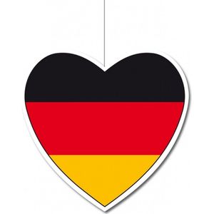Hangdecoratie hart Duitsland14 cm - Duitse vlag EK/WK landen versiering