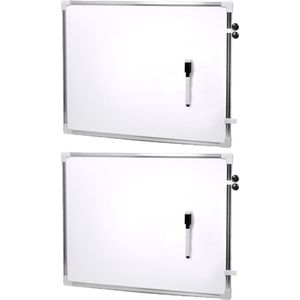 2x stuks magnetische whiteboards met marker met wisser 70 x 50 cm - Kantoorbenodigdheden - Schoolborden