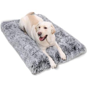 Hondenmand Grote Wasbare Hondenkrat Matras - Kalmerende Pluizige - Anti-Angst - Deluxe Pluche - Hondenmat met Antislip Bodem - 90x60cm