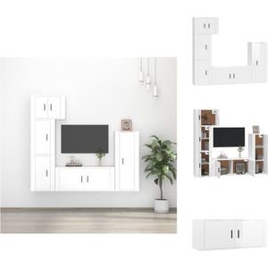 vidaXL Tv-meubel set Mediakasten - 1x 57x34.5x40cm - 1x 40x34.5x100cm - 1x 100x34.5x40cm - 2x 40x34.5x60cm - Hoogglans wit - Kast