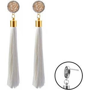 Fako Bijoux® - Oorbellen - Kwast - Roos Strass - Wit