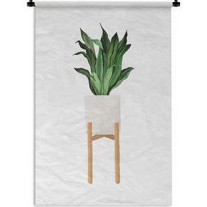 Wandkleed PlantenKerst illustraties - Illustratie van een plant met lange bladeren op een witte achtergrond Wandkleed katoen 90x135 cm - Wandtapijt met foto