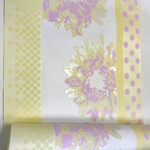 Retro patchwork behang roze lila geel bloemen vlies 788815