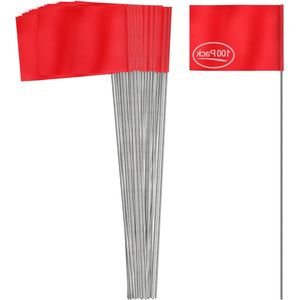 Stake-vlaggen - Voor markering - 100 stuks - Rood - Vinyl met stalen paal