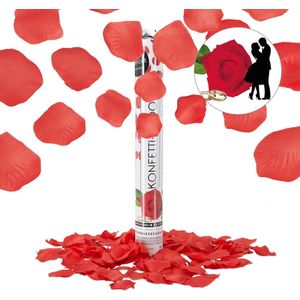 Relaxdays confetti kanon rozenblaadjes rood - party popper voor bruiloft - 40 cm