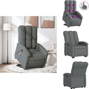 vidaXL Sta-op-massagefauteuil - Sta-op-massagefauteuils - Sta-op Fauteuil - Sta-op- En Ligstoel Verstelbaar - Sta-op-massagestoel verstelbaar stof donkergrijs