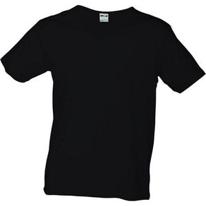 James and Nicholson Heren Slim Fit V Hals T-Shirt (Zwart)