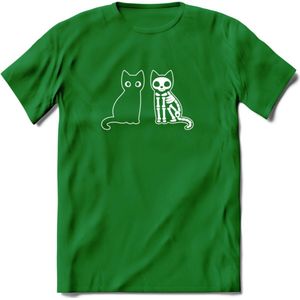 Cat Scan - Katten T-Shirt Kleding Cadeau | Dames - Heren - Unisex | Kat / Dieren shirt | Grappig Verjaardag kado | Tshirt Met Print | - Donker Groen - XL