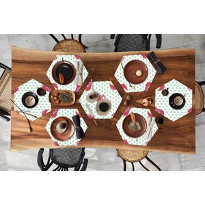 Placemats hexagon - Onderleggers placemats - Placemat zeshoek - Patronen - Cupcake - Eten - 8 stuks
