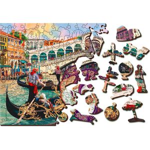 Wooden City Carnaval van Venetië XL - Houten Vormpuzzel - 52x38 cm - 600 stukjes