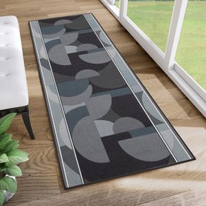 Tapiso Antislip Rubber Loper Vloerkleed Mat Grijs Gang Woonkamer Rubbermat Tapijt Maat- 100x100