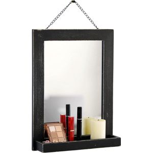 Funerom Wall Mirror Wooden Bathroom Mirror 30x40cm Hanging Living Room Bathroom Mirror Black