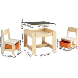 Asaam-Multifunctionele Kindertafel -Kindertafel met Opbergruimte Onder de Stoelen - Activiteitentafel - Veelzijdige Tafelblad met Whiteboard om te Tekenen - Schoolbord te Schrijven,-Schilderen - Plek voor Knutselen Spullen- Kinderspeeltafel- Kindert