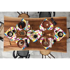 Onderleggers - Placemats - Placemats hartje - Potlood - Patronen - Regenboog - 10 stuks